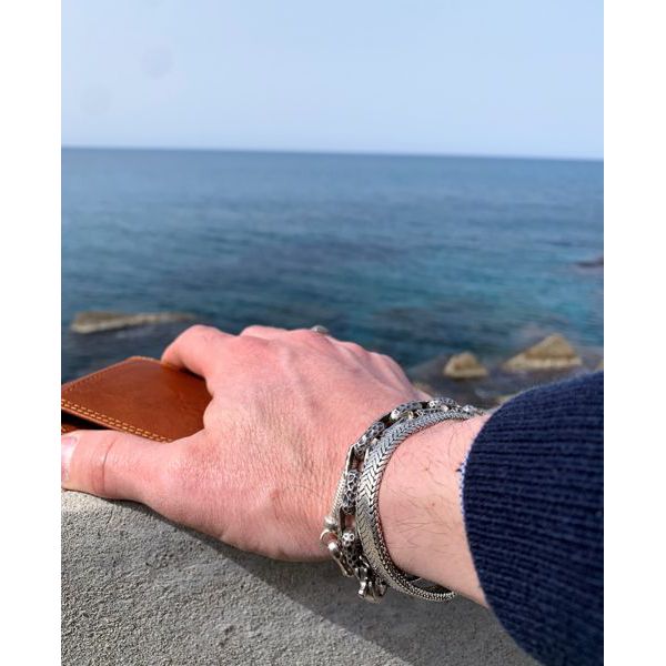 2. Hammered chain bracelet silver gray Suali Gioielli bm3102