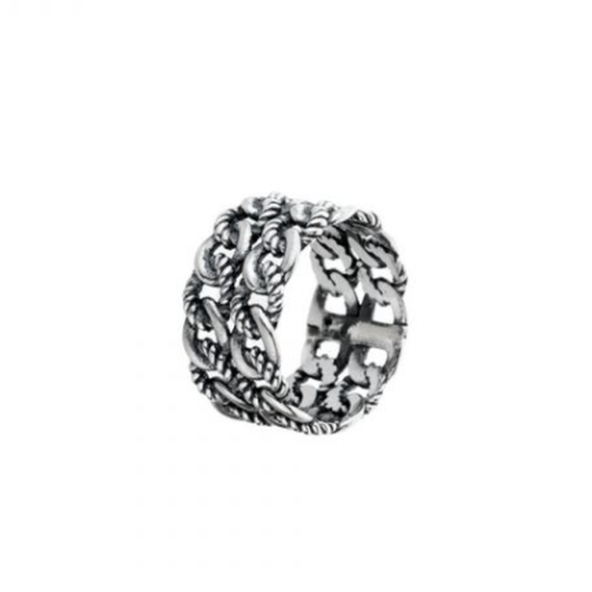 1. Double braided band ring silver gray Suali Gioielli bm3014