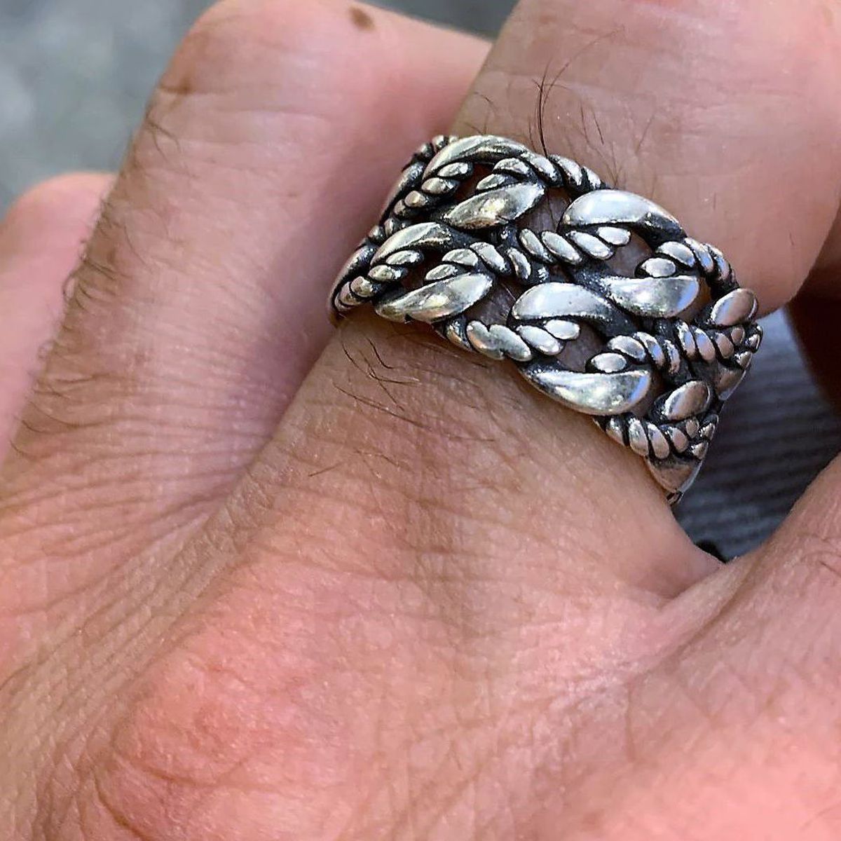 2. Double braided band ring silver gray Suali Gioielli bm3014