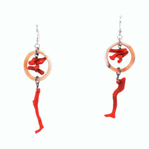 ORECCHINI CORNO E CORALLO Rosso BRASS Workshop