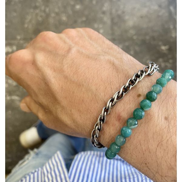 3. Double wrap chain bracelet with green agate green Portonovo bracciali italiani bra04007