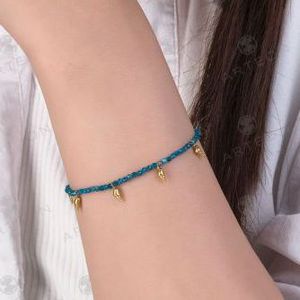 2. Bracciale perline blu con conchiglie Blu
