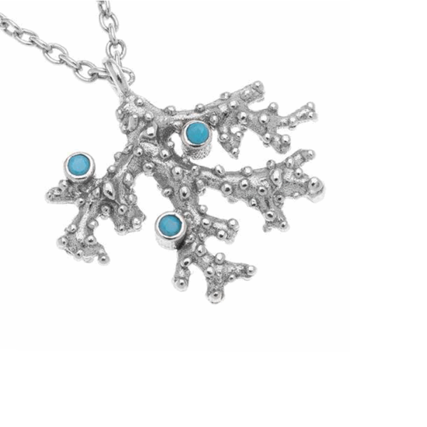 1. Turquoise “Coral Reef” Necklace silver gray