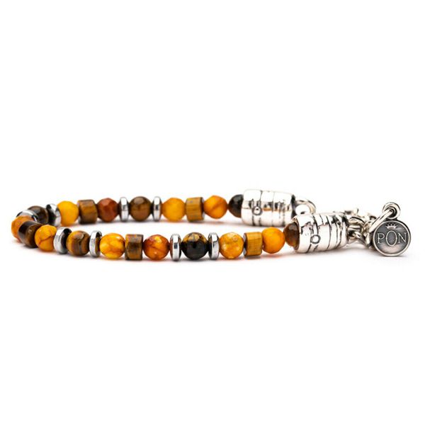 Sixtystones Bracciale In Pietre Naturali Heishi | Occhio Di Tigre E Lapislazzuli | Gioiello Artigianale Con Pelle
