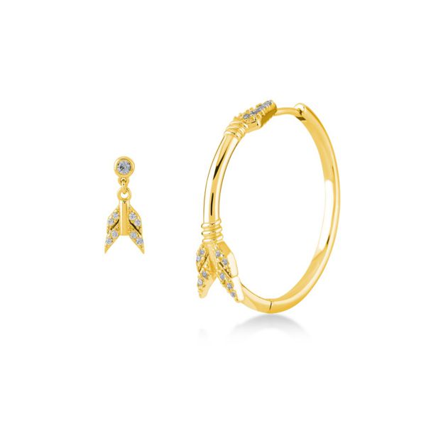 Asymmetrical arrow earrings gold Kurshuni Gioielli