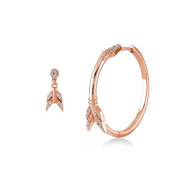 Asymmetrical arrow earrings rosegold Kurshuni Gioielli