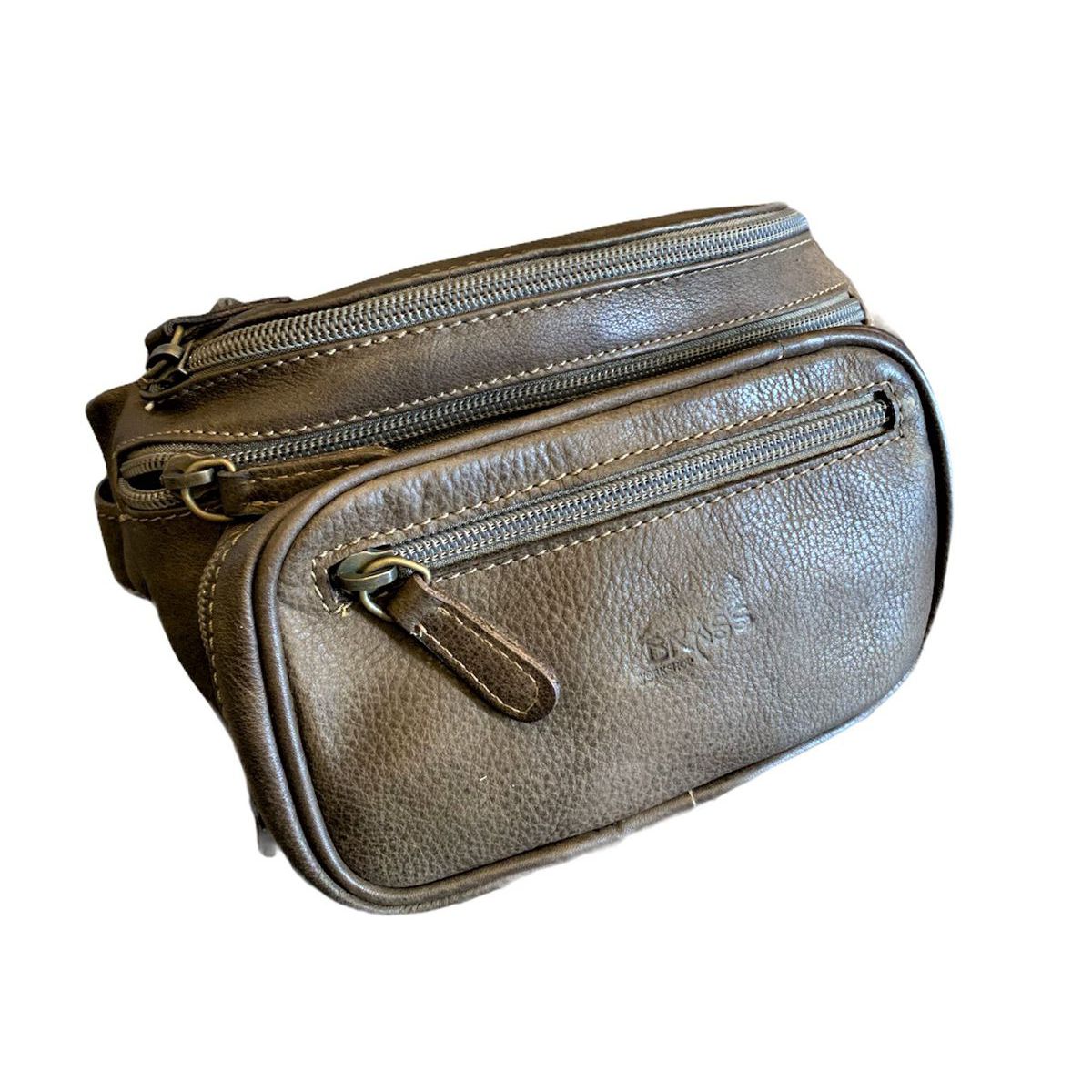 1. Handcrafted leather belt bag with external pocket brown BRASS Workshop mp01