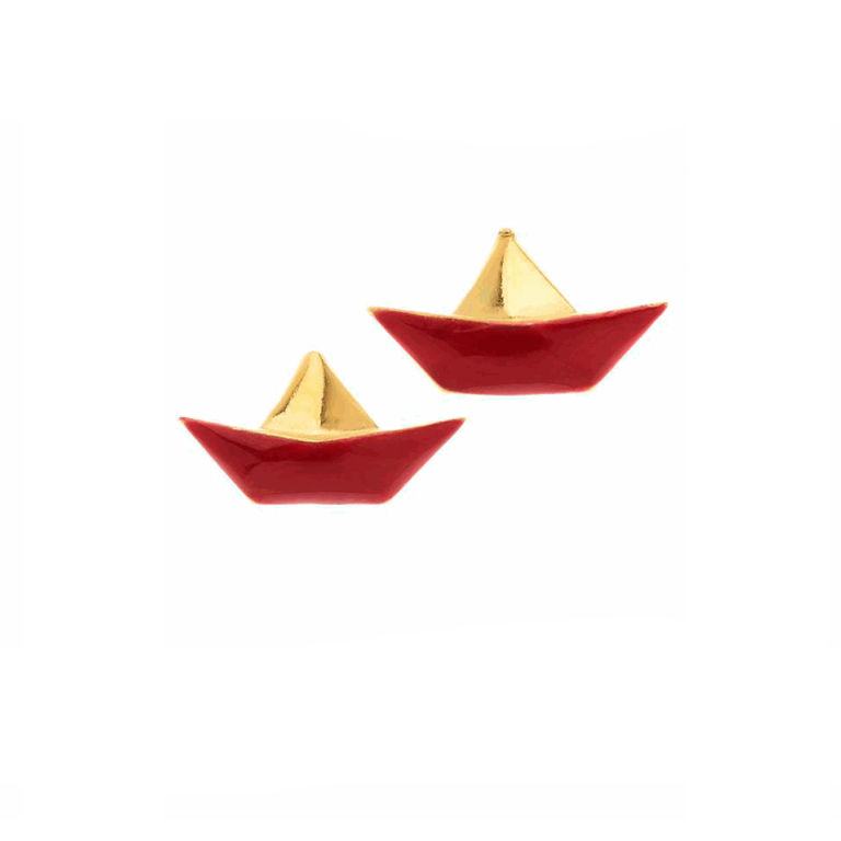 1. Red boat, lobe earrings red Arteon 50056-001