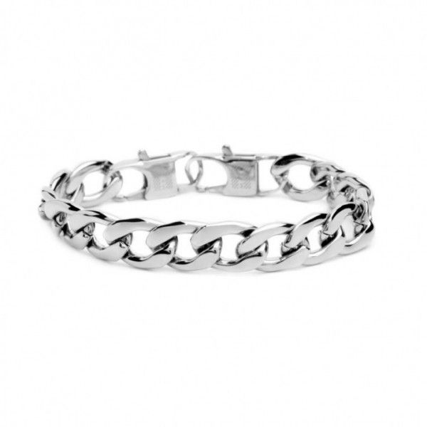 Steel bracelet with 1.2 cm curb chain steel grey Marlù Gioielli