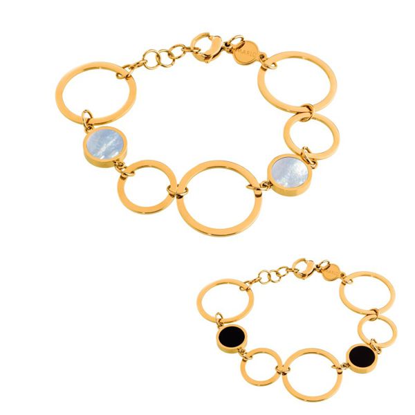 Mother of pearl and acrylic hoop bracelet Gold Marlù Gioielli