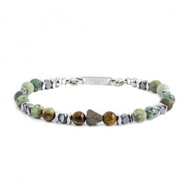 Bracciale sfere turchese africano ed ematite verde Marlù Gioielli