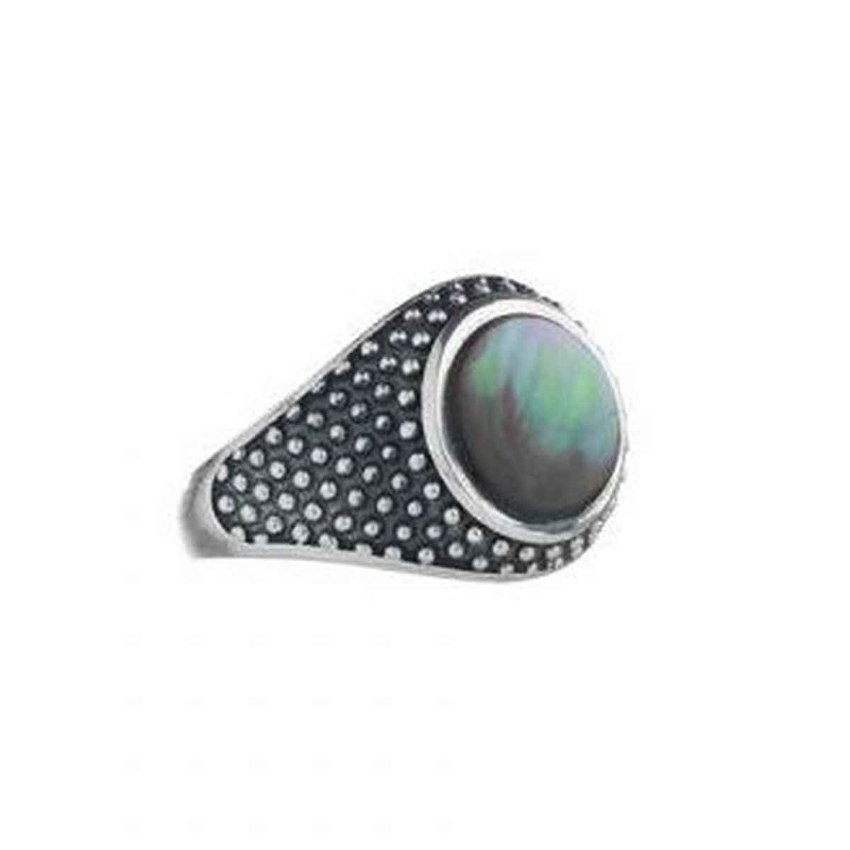 Iridescent nacre Round Ring silver grey Suali Gioielli