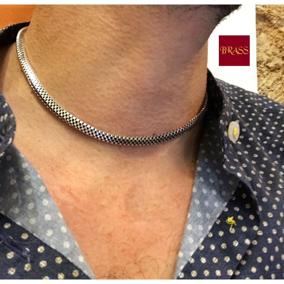 2. Collana maglia piatta a scacchi grigio argento BRASS Workshop ca17