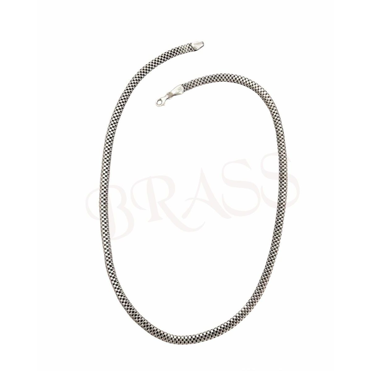 1. Collana maglia piatta a scacchi grigio argento BRASS Workshop ca17