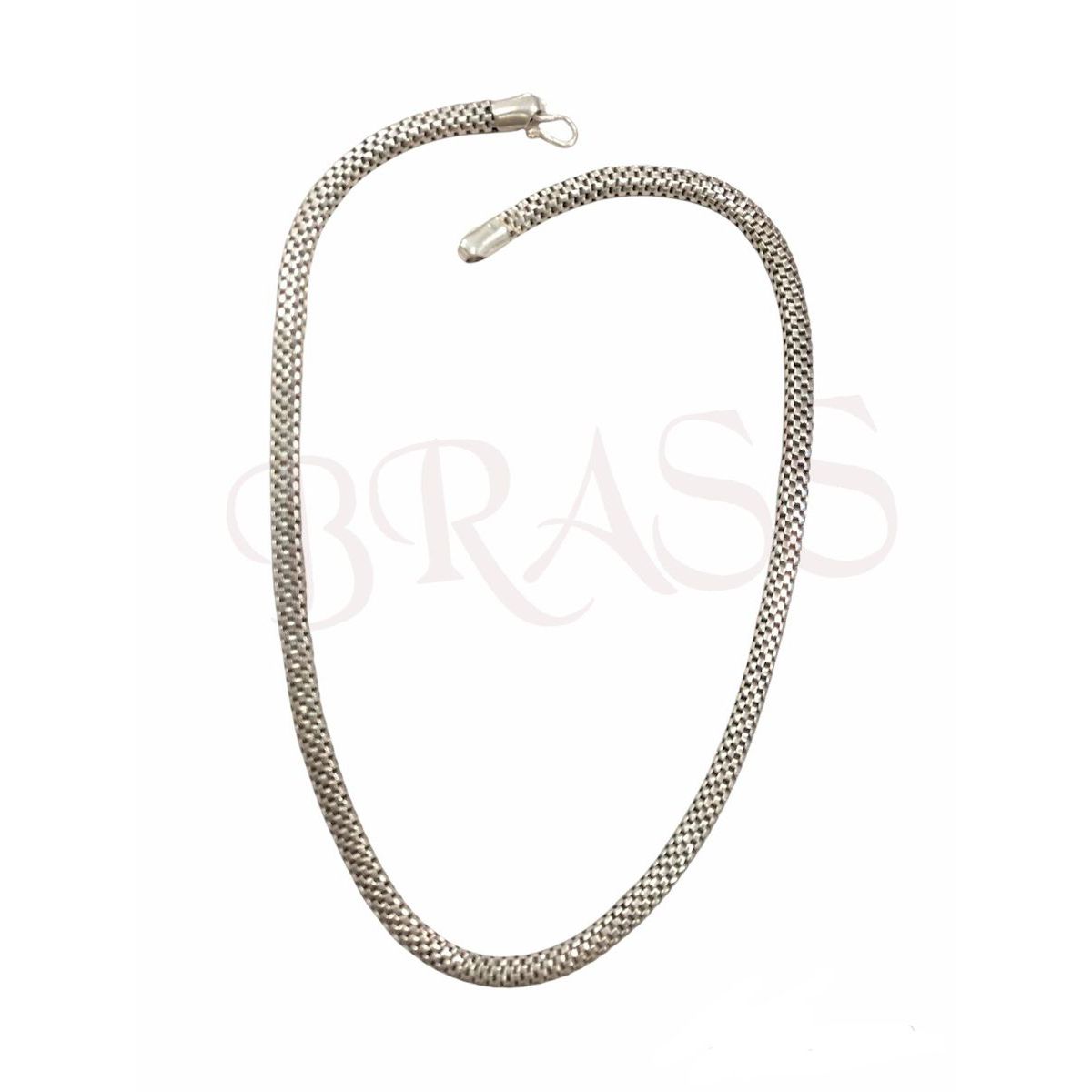 1. 7 mm checkered link necklace silver gray BRASS Workshop ca18
