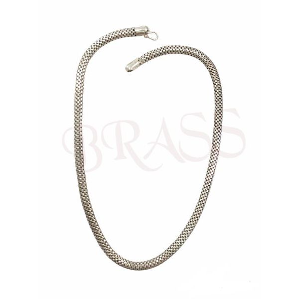 1. 7 mm checkered link necklace silver gray BRASS Workshop ca18