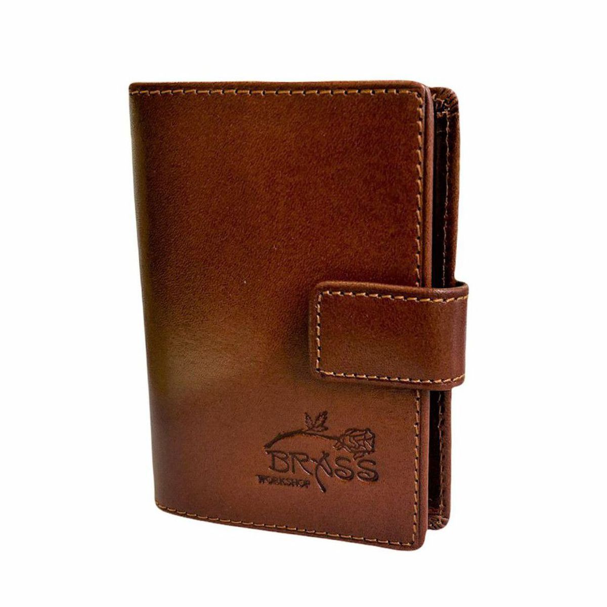 1. Leather card holder with 20 plasticized pockets brown BRASS Workshop 8110
