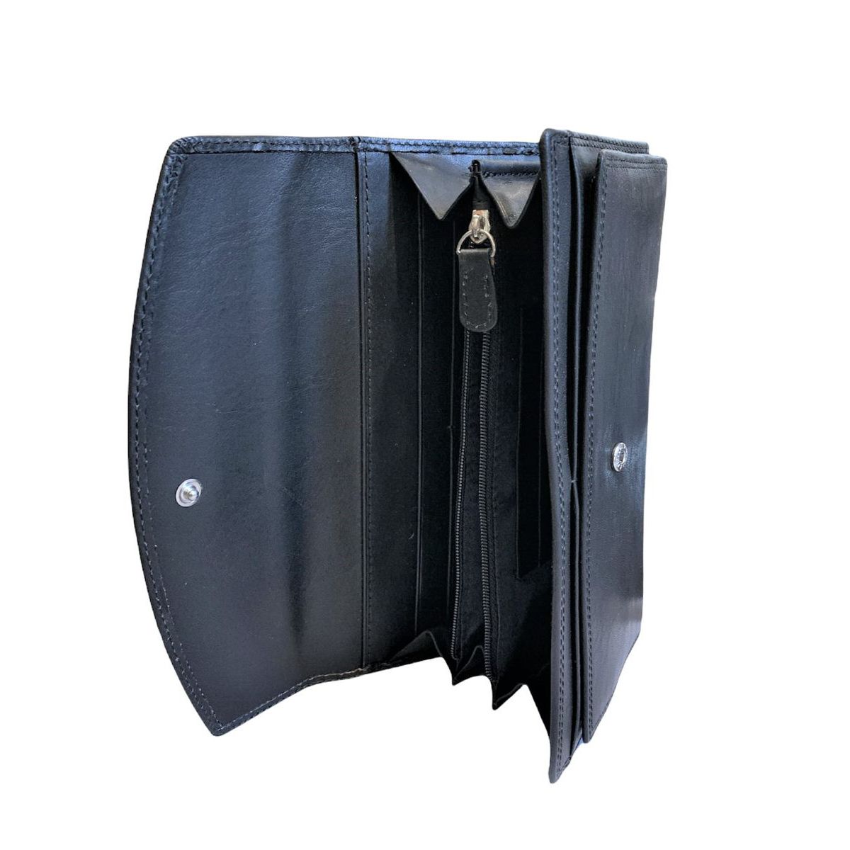 3. Portafoglio maxi in pelle nero BRASS Workshop op-8387