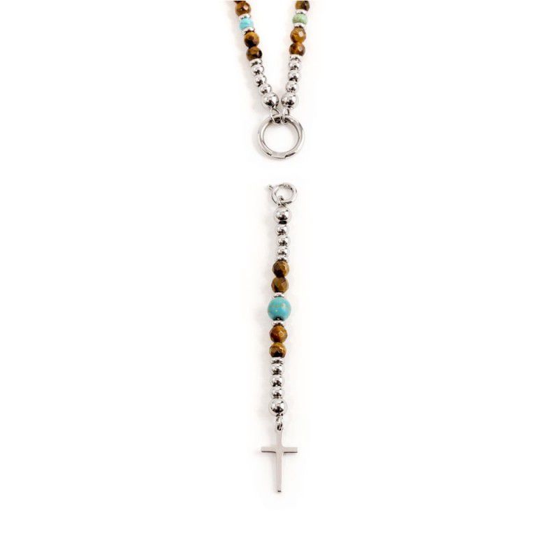 2. Y necklace with turquoise and tiger's eye brown Marlù Gioielli 1co0001