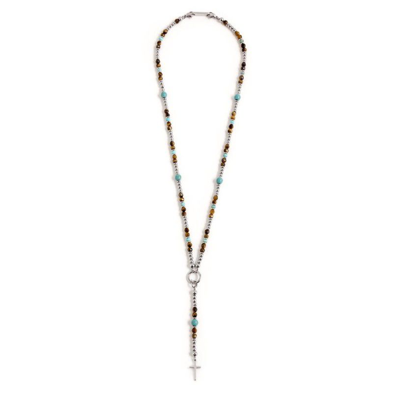 3. Y necklace with turquoise and tiger's eye brown Marlù Gioielli 1co0001