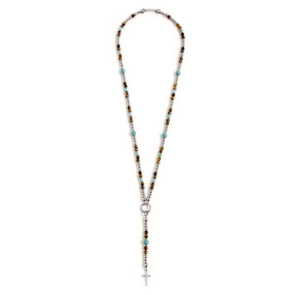 3. Y necklace with turquoise and tiger's eye brown