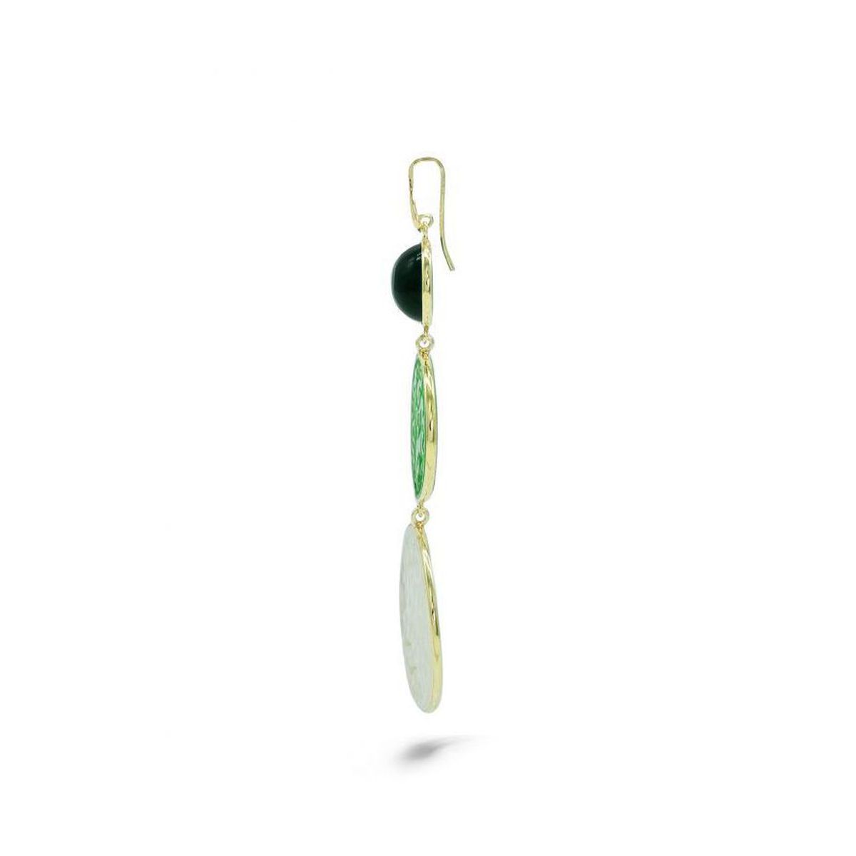 2. Orecchini giada e madreperla incisa verde BRASS Workshop 08.73