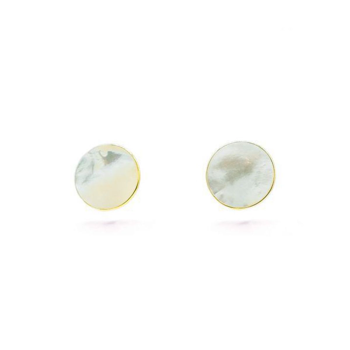 1. Smooth mother-of-pearl plate earrings white BRASS Workshop