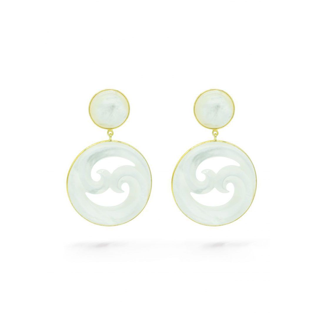 1. Wave, nacre cabochon white BRASS Workshop o9.75