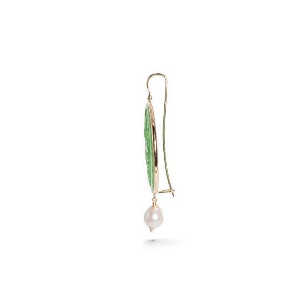 1. Orecchini giada con perla verde BRASS Workshop