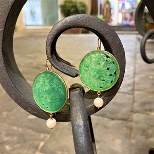 3. Jade, earrings with pearl green BRASS Workshop