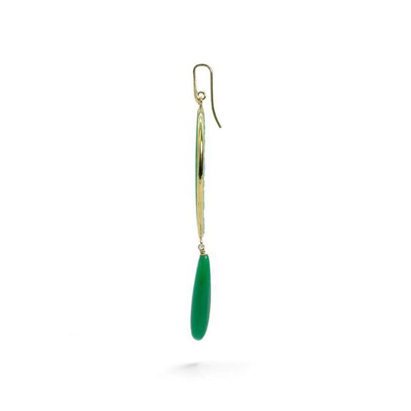 Orecchini A Goccia In Giada Naturale E Argento 925 - Design Rettangolare Scavato, Stile Palazzo, 49x14mm - 2
