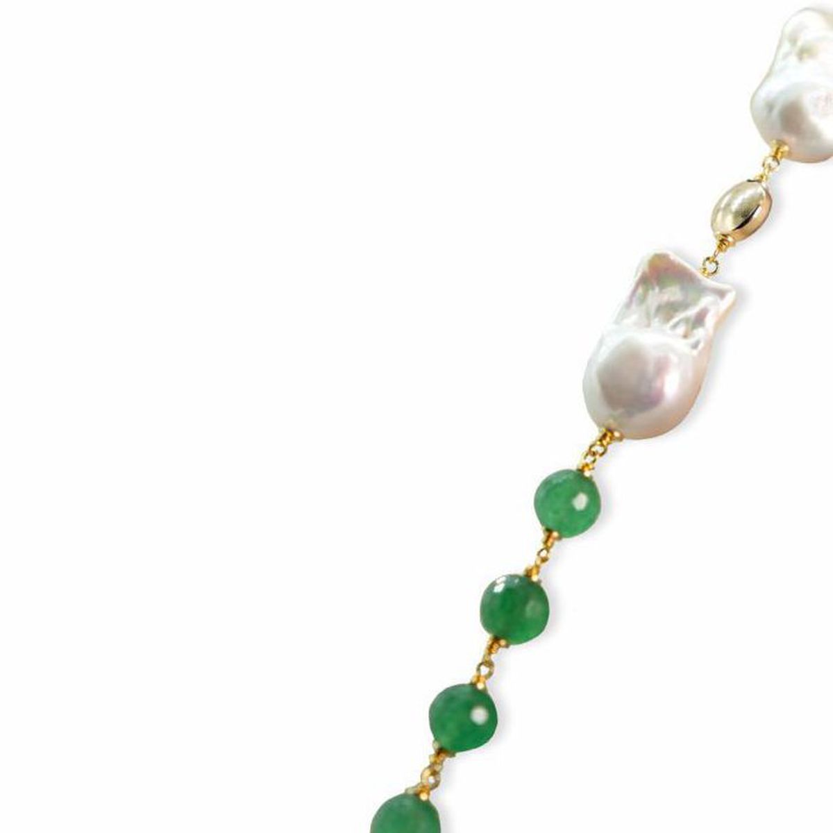 1. Baroque peròs, Green agate necklace green BRASS Workshop c22a