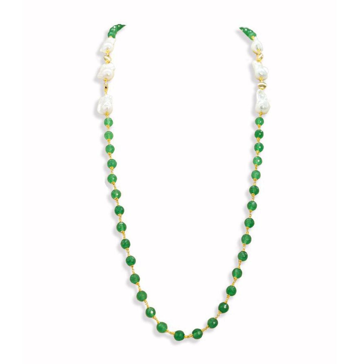 2. Baroque peròs, Green agate necklace green BRASS Workshop c22a