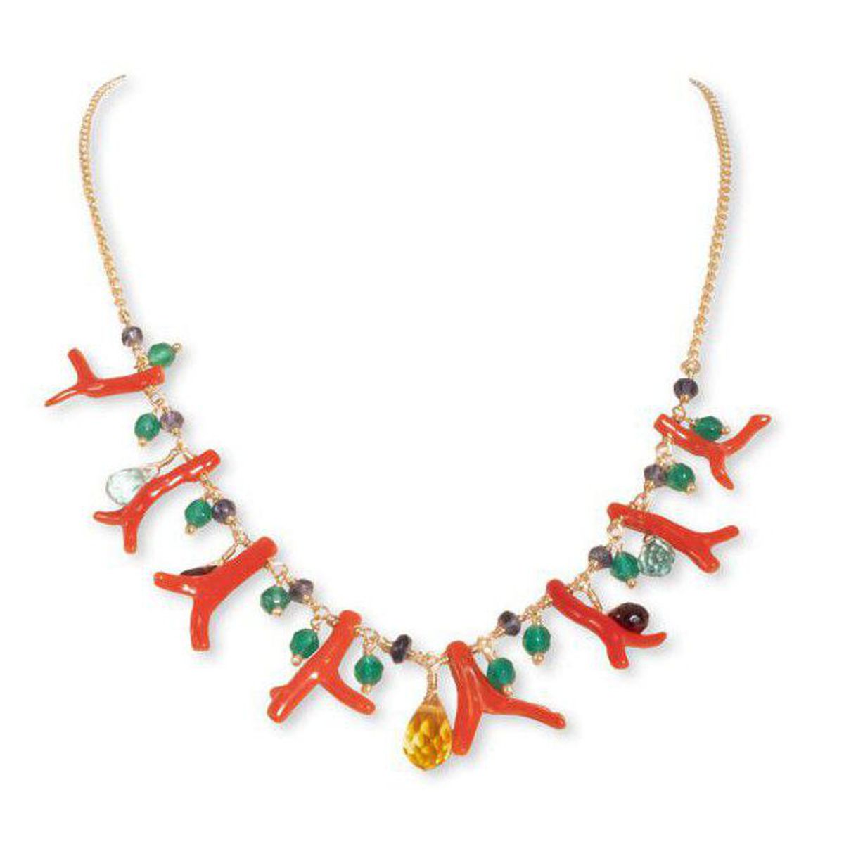1. Natural stones, silver gold necklace Gold BRASS Workshop crlcl03