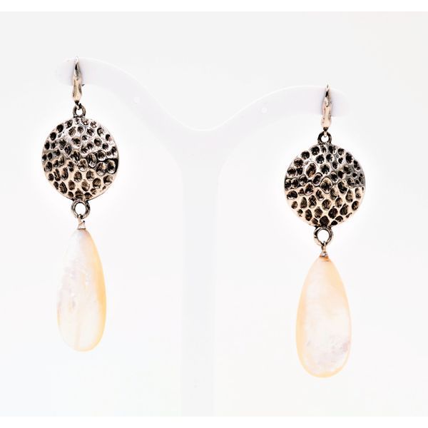 1. Drop nacre, silver earrings white BRASS Workshop