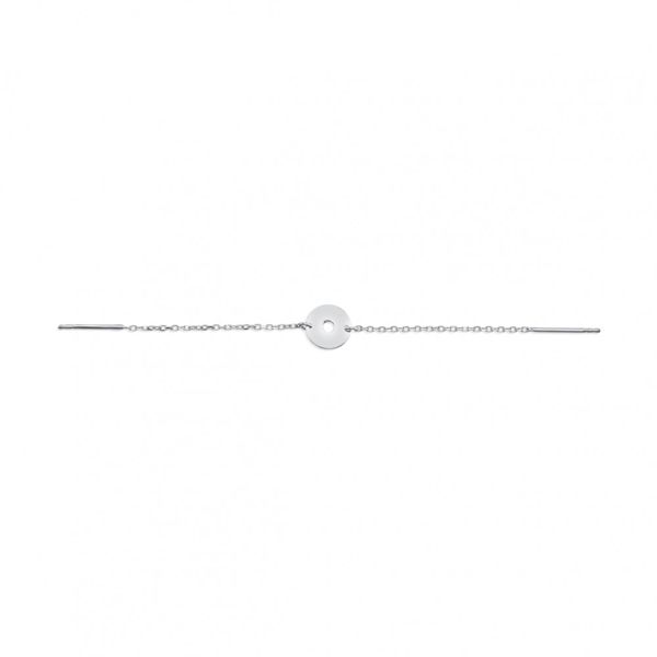 3. Orecchino 2 fori minidisc grigio argento Kurshuni Gioielli kz019-3d