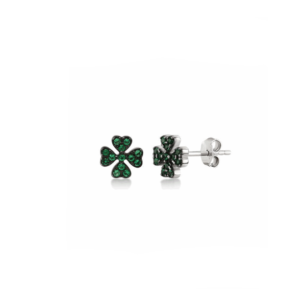 Tiny clove, sterling silver earrings green Kurshuni Gioielli