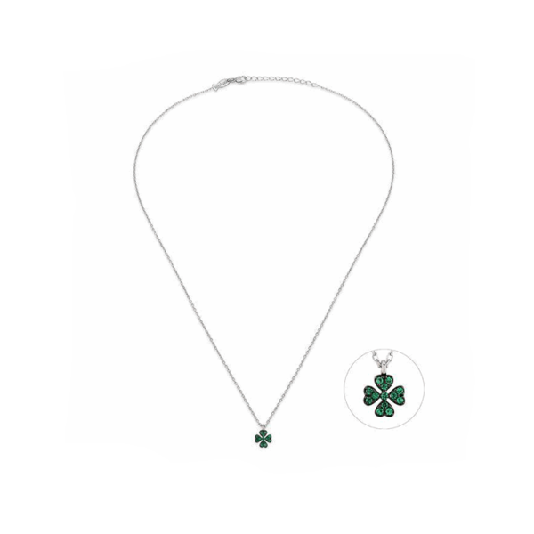 Tiny clover, sterling silver necklace green Kurshuni Gioielli