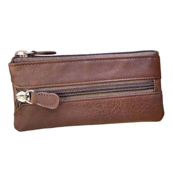 2. Soft leather keychain case Dark brown BRASS Workshop sv-8333