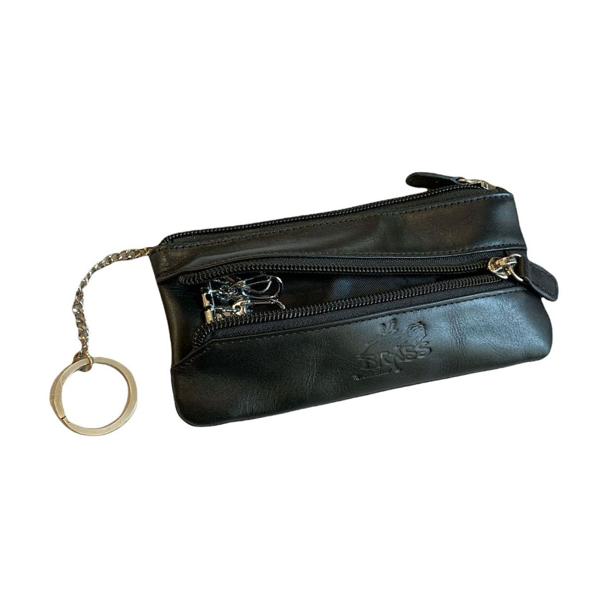 1. Soft leather keychain case black BRASS Workshop sv-8333