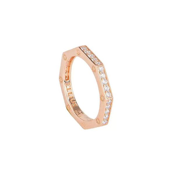 Anello ottagono pietre Solaris rosato ELLIUS Jewelry
