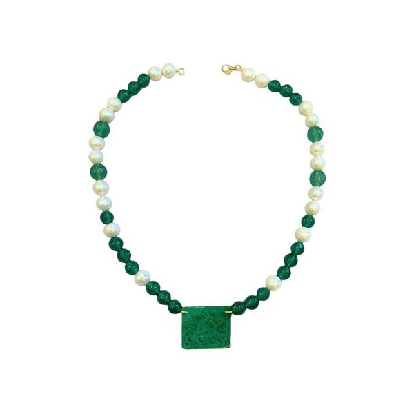 1. Girocollo perle e giada verde BRASS Workshop crlcl04-1