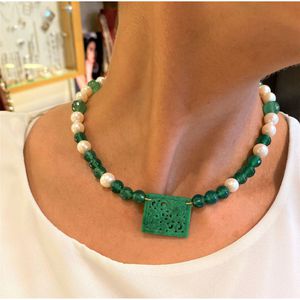 3. Girocollo perle e giada verde BRASS Workshop crlcl04-1