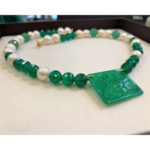 1. Girocollo perle e giada verde BRASS Workshop crlcl04-1