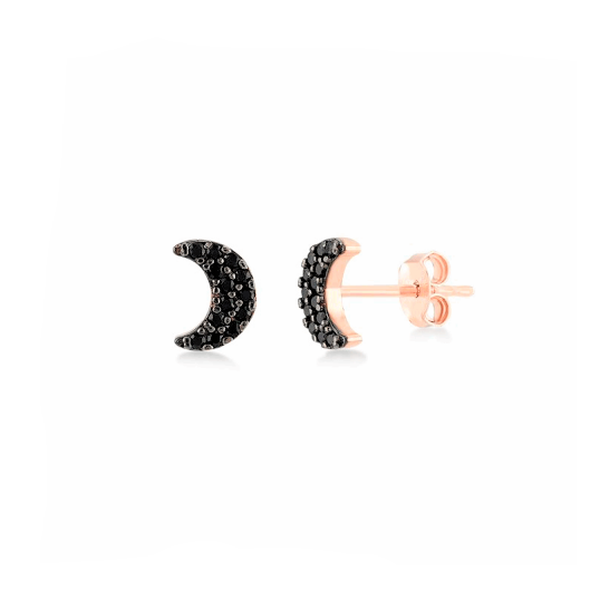 1. Black Moon, sterling silver earrings Rosegold Kurshuni Gioielli kq777-300