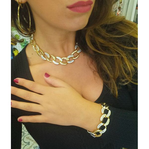 2. Collana girocollo catena strass oro Barbieri You B'Jou co36905