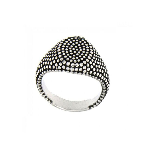 1. Anello ovale puntinato brunito BRASS Workshop aa01