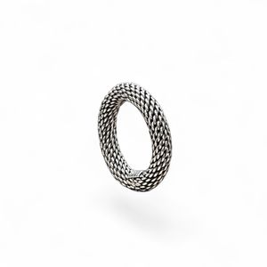 1. Silver burnished mesh ring silver gray