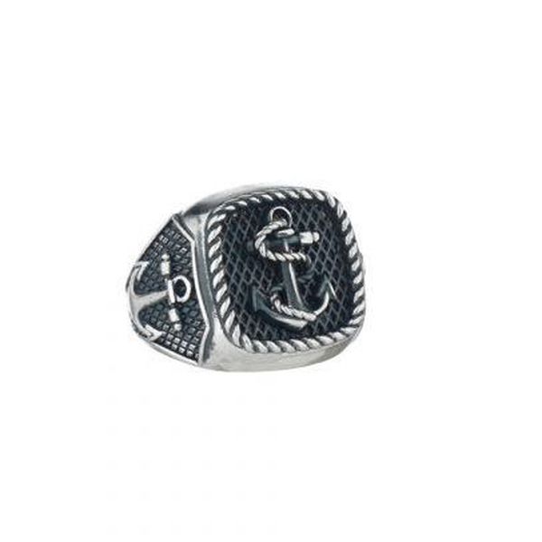 Anchor, silver ring burnished Suali Gioielli