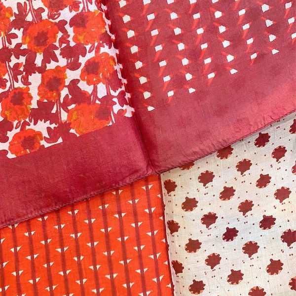 2. Four, silk scarf red BRASS Workshop 02-2202